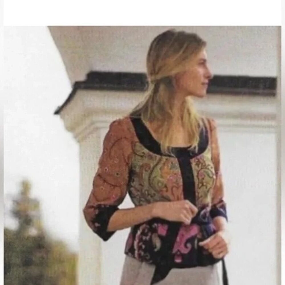 Anthropologie Paisley-Print Blazer in Rust and Black